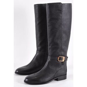 SOLD- Tory Burch Women's Black Tumbled Leather BROOKE Knee High Riding Boots